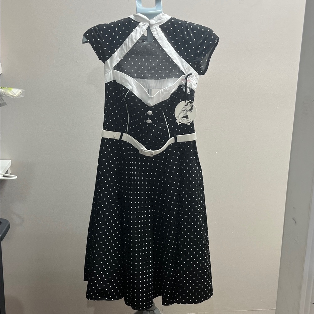 Asymmetrical Black and White Polka Dot Dress
